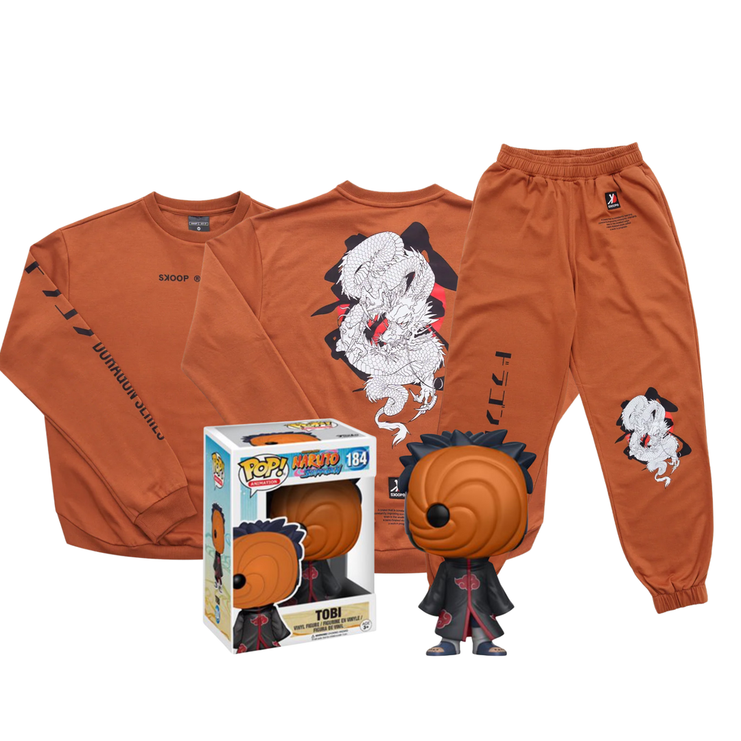 SKOOP RYUU SWEATPANTS AND SWEATER BROWN & Funko Pop! Tobi